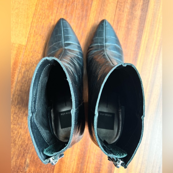 Dolce Vita Coltan Croc Heeled Leather Ankle Bootie Black - Picture 5 of 7